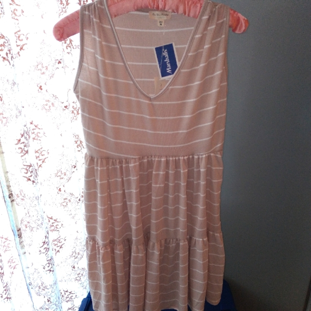 NEW! Beige Dress with white detail